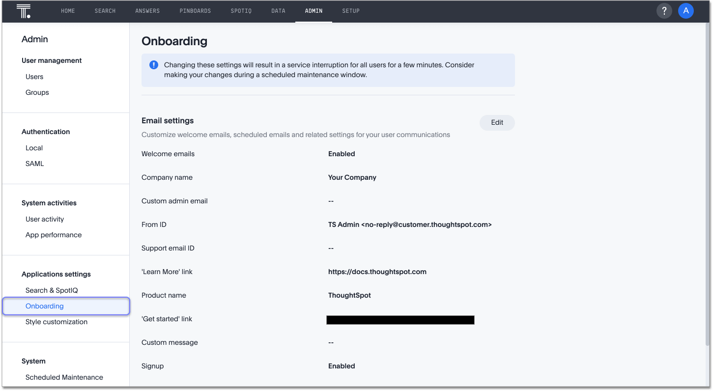 Admin Console - Onboarding